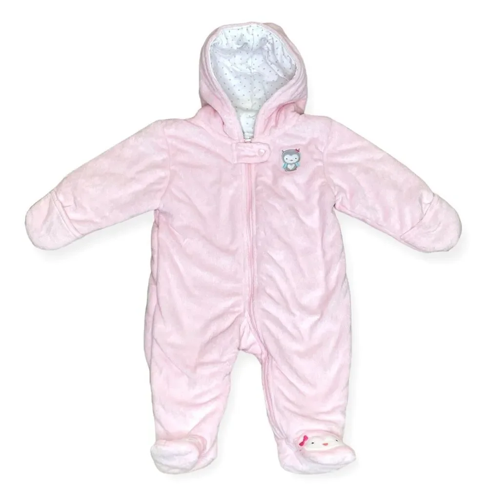 CARTER'S Baby Bunting Snowsuit Pink Size 3-6 Months Infant Girl Zip Up Hood - Picture 1 of 6